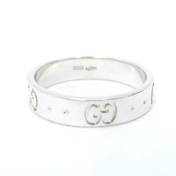 Authentic GUCCI Icon Ring K18 WG US:5 White Gold - Picture 1 of 12